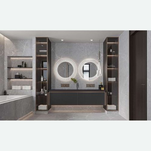 Installed Newmatic SHAKESPEARE Sintered Stone Countertop Bathroom