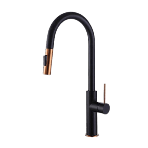 Newmatic T14MF Flexi Mixer Tap, In Matte Black and Gold Spout