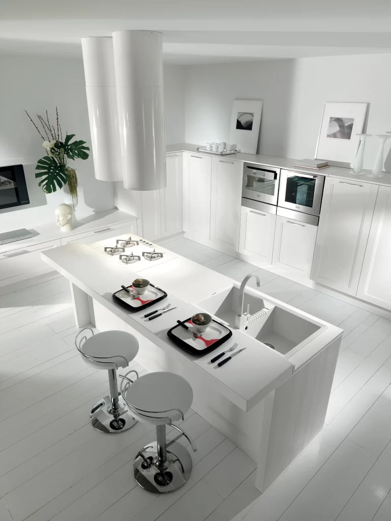 Attractive White Kitchen Cabinet Design in Kenya