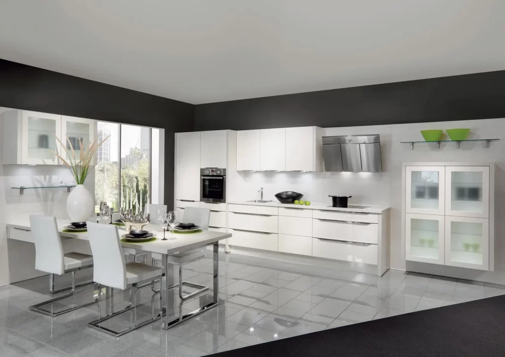 A Classy Kitchen Design with Built-in Oven and Wall Kitchen Hood