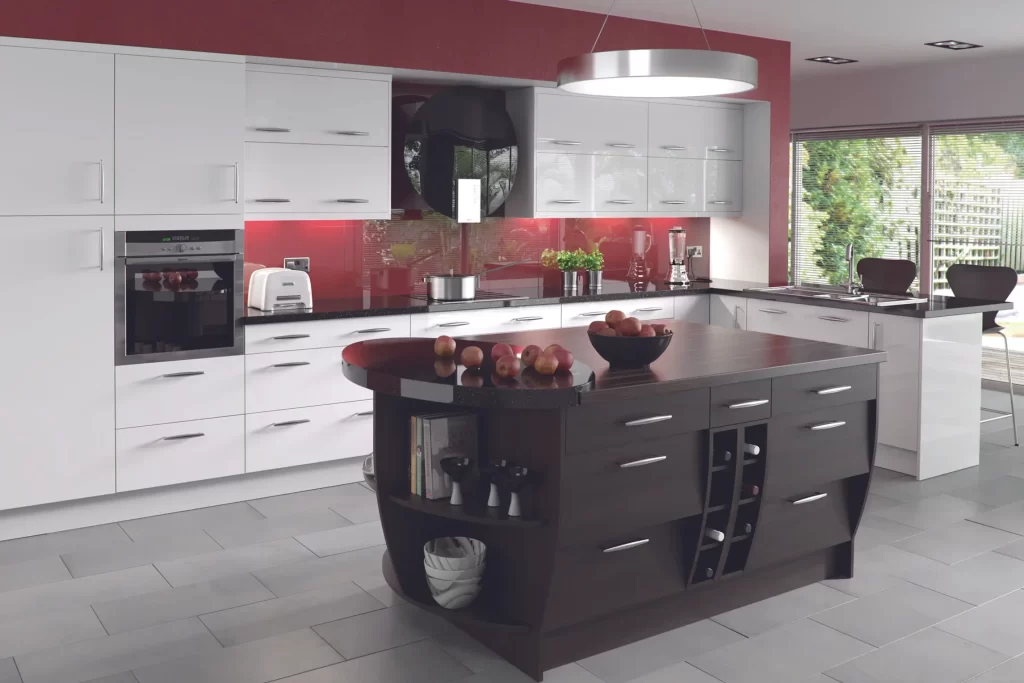 A Minimalist Kitchen Cabinet Design with Built-in Oven and Cooker