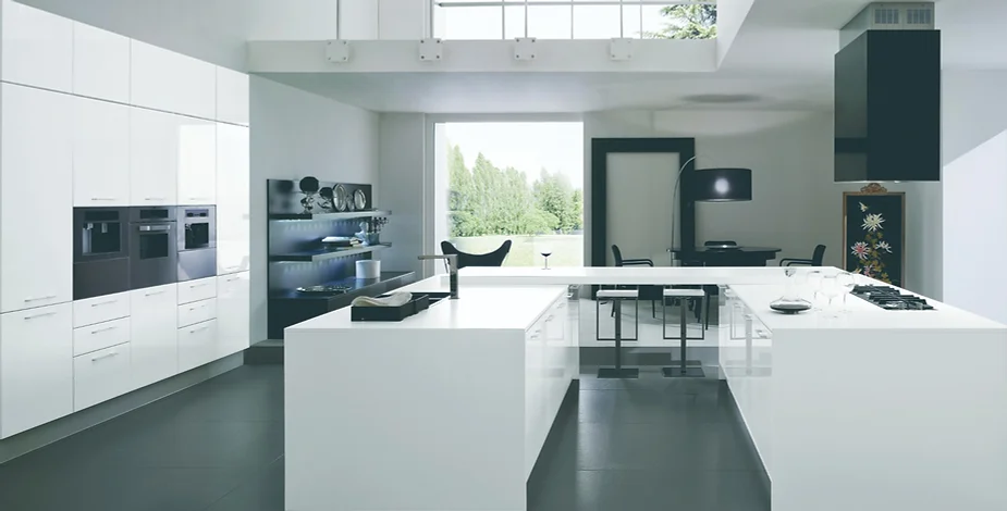 A Modern Island Kitchen with Built-in Appliances