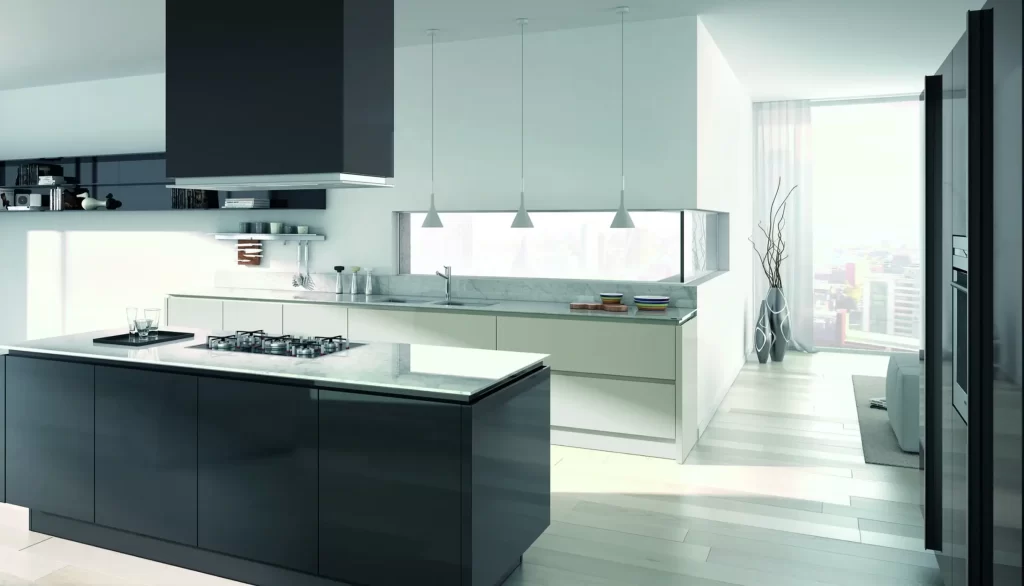 A Perfect Blend of Black Appliances with Kitchen Cabinets