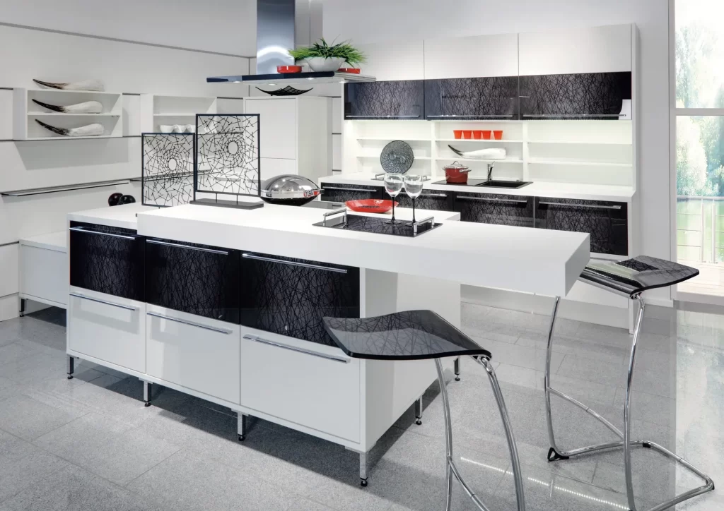 A Perfect White and Black Modern Kitchen Design