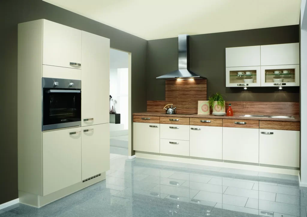 A Simple Kitchen Design with Built-in Oven, Wall Hood and Induction Cooker Hob