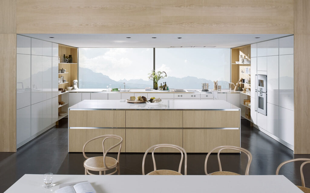 A Stylish Island Kitchen Design with Inbuilt Oven and Microwave