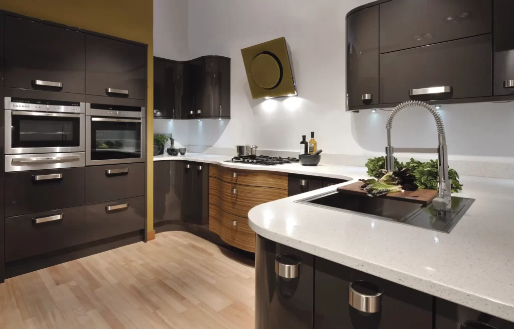 A Stylish Kitchen Design with Built-in Kitchen Appliances