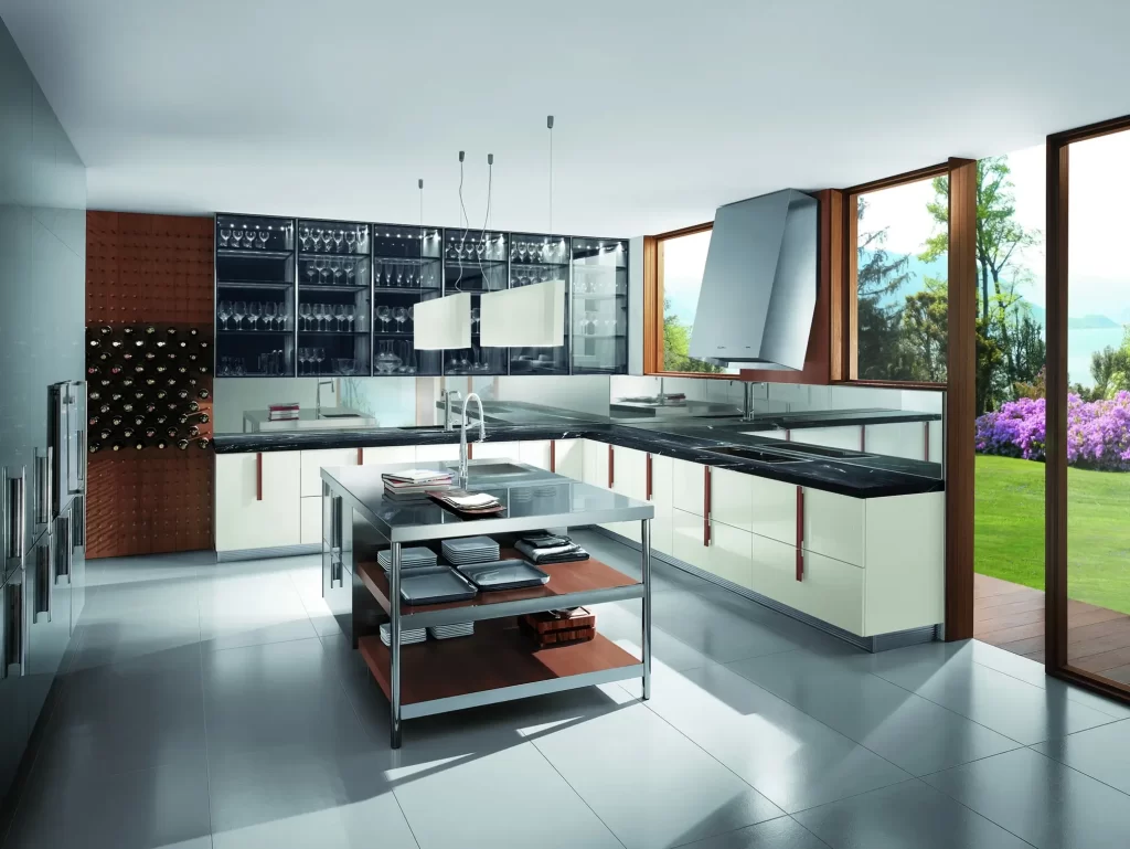 An Open Kitchen Design with Modern Built-in Aplliances