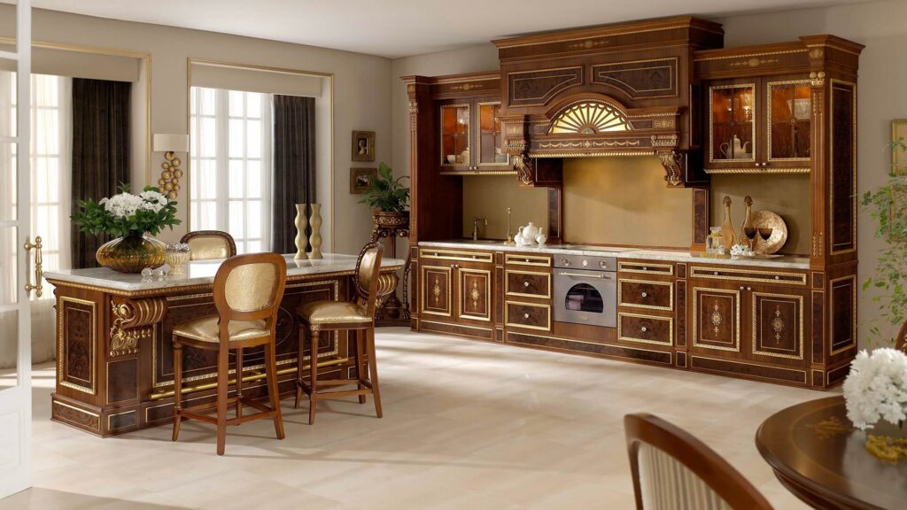 Kitchen Cabinets with a Golden Finish