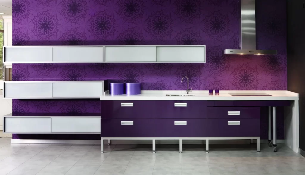 Purple and White Kitchen Design