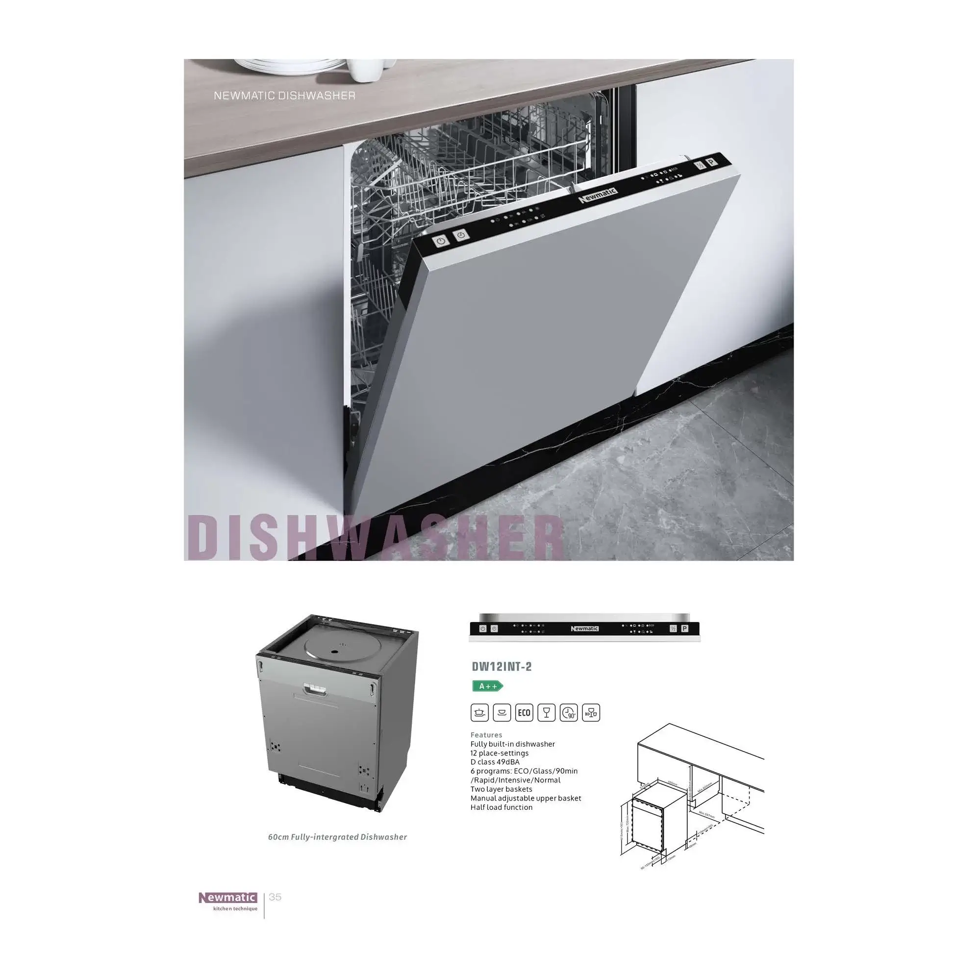 Newmatic-DW12INT-2-Fully-intergrated-Dishwasher