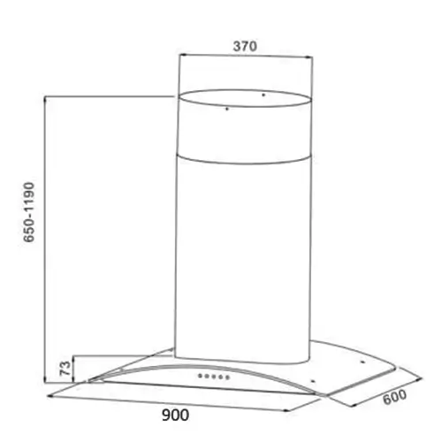 H95.9P Island Kitchen Chimney Hood Dimensions