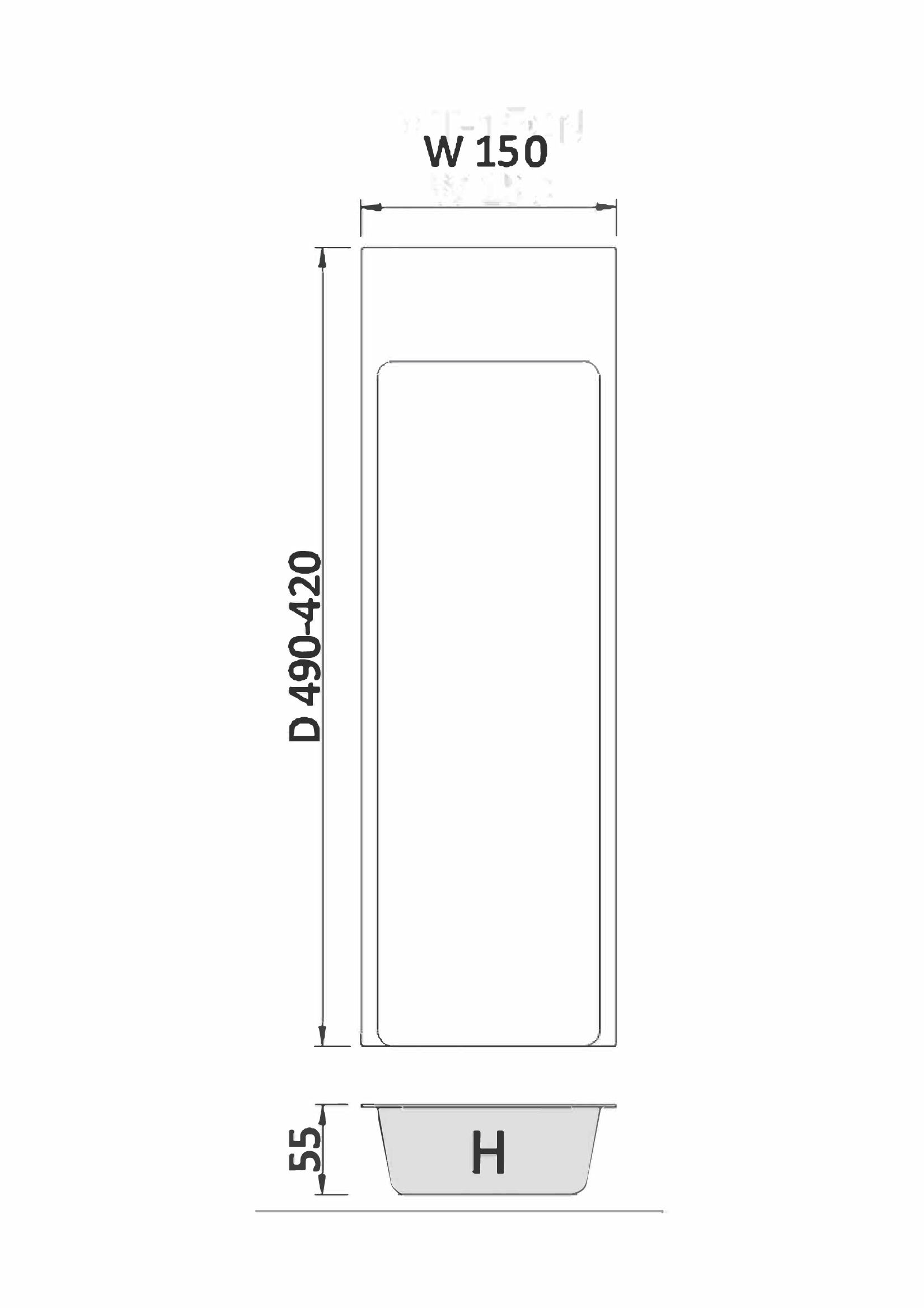 BK2150 Cutlery Tray Dimensions