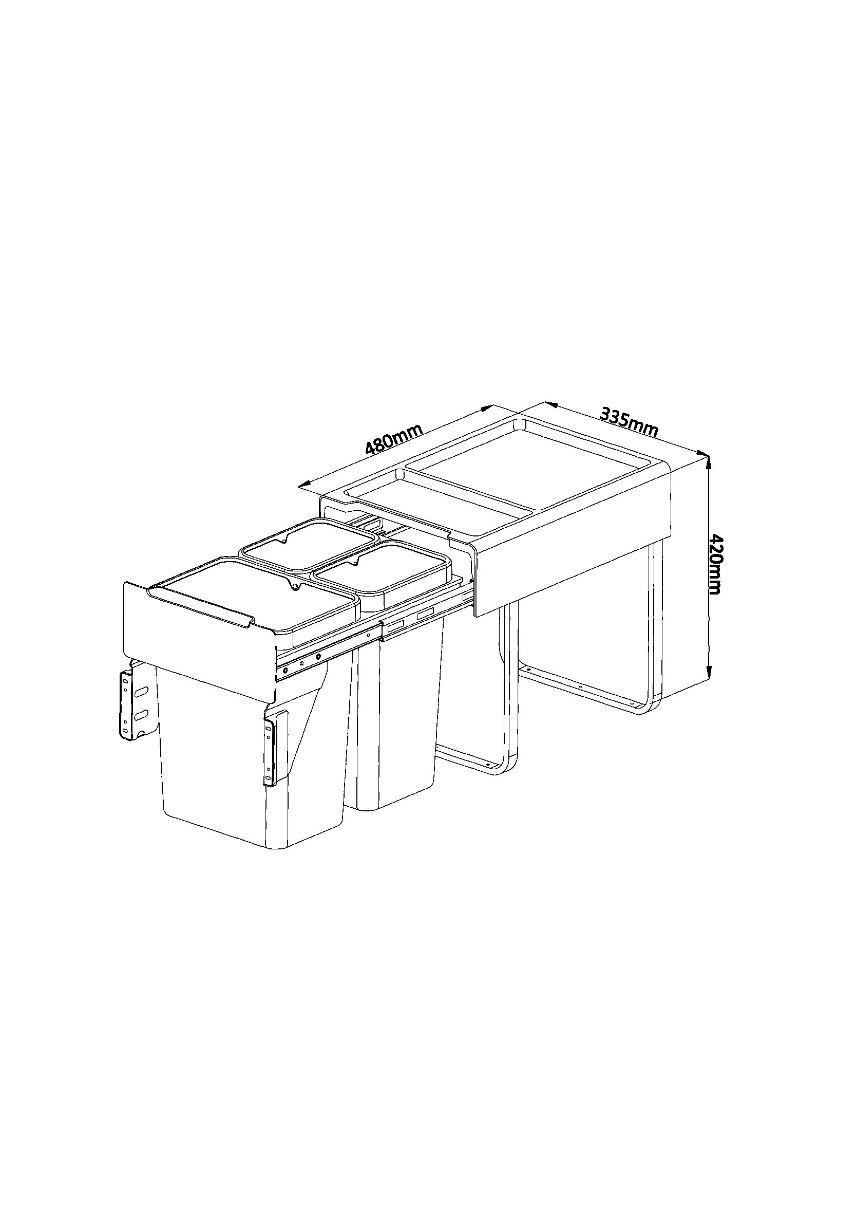 BK9220 Trash Bin Dimensions