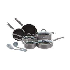Ceramic Non-Stick 12-Piece Cookware (Grey) - Pots and Pans