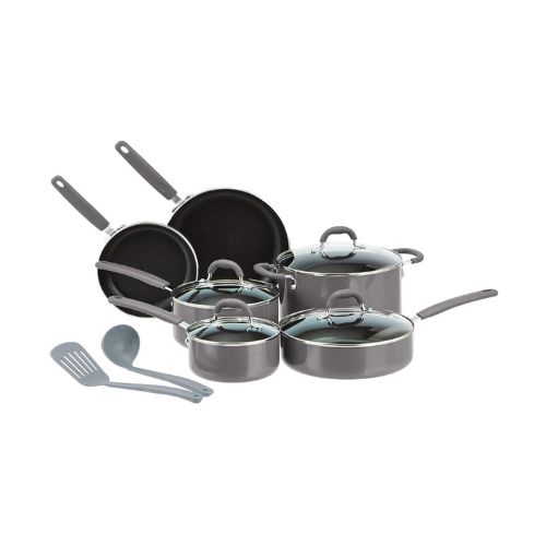 Ceramic Non-Stick 12-Piece Cookware (Grey) - Pots and Pans