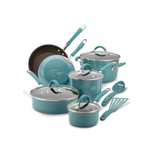 Ceramic Non-Stick 12-Piece Cookware (Turquoise) - Pots and Pans