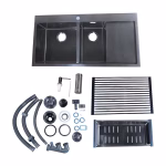 Deep Bowl Double H120B Handcrafted Kitchen Sink with Accessories