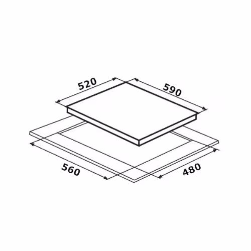 Dimensions for PP604I 60cm Built-in Induction Hob