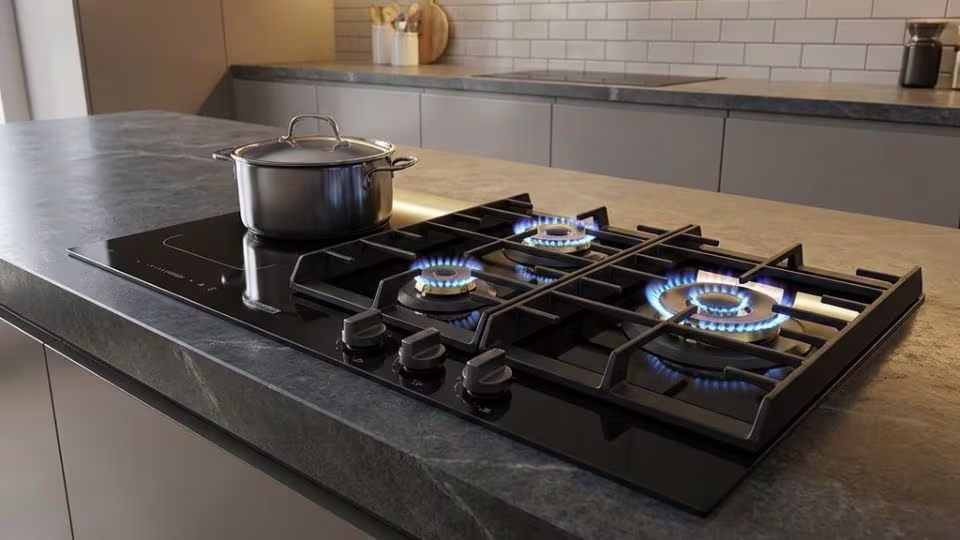 Newmatic Gas+Induction combination hob built into kitchen countertop, Kenya 2026