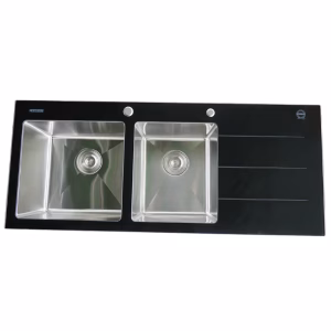 Double H120-PRO Stainless Steel and Tempered Glass Kitchen Sink